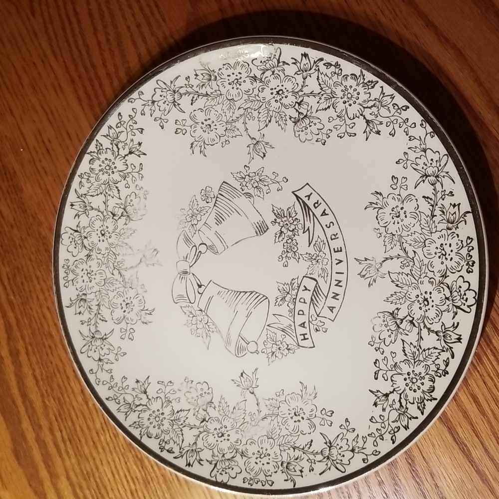 Vintage Silver "Happy Anniversary" Plate